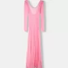 Vestido largo de encaje con espalda abierta Pink