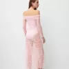 Vestido midi Disney Bambi con escote Bardot y encaje Pink