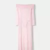 Vestido midi Disney Bambi con escote Bardot y encaje Pink