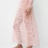 Vestido midi Disney Bambi con escote Bardot y encaje Pink