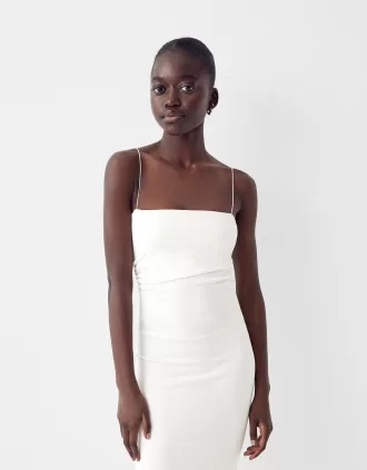 Vestido midi Ponte di Roma con tirantes Cream