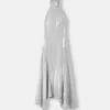 Vestido midi con cuello halter y lentejuelas Silver