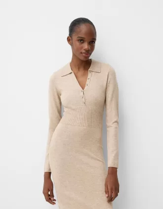 Vestido midi con cuello tipo polo Sand