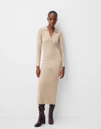 Vestido midi con cuello tipo polo Sand