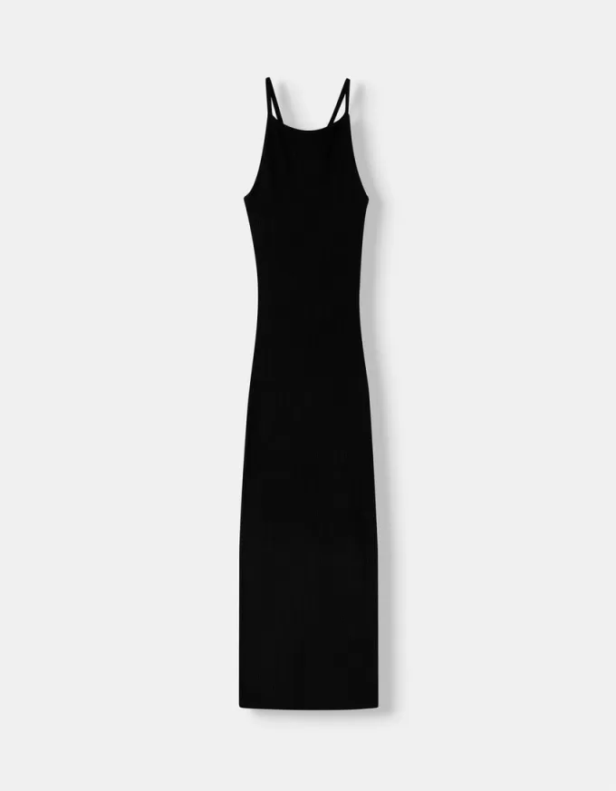 Vestido midi con espalda abierta Black