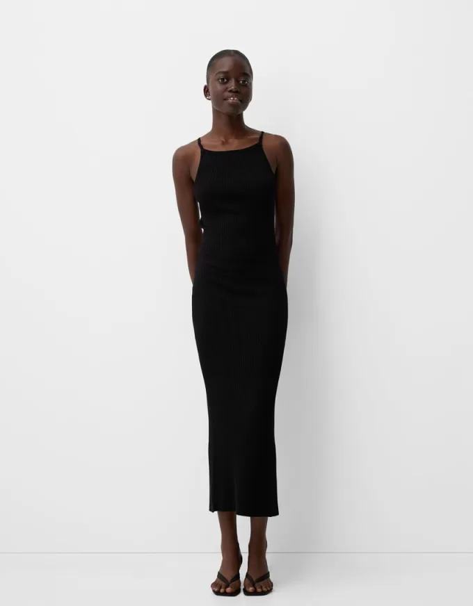 Vestido midi con espalda abierta Black