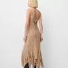 Vestido midi de crepé estampado con volantes Khaki Vestido midi de crepé estampado con volantes Khaki
