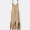 Vestido midi de crepé estampado con volantes Khaki Vestido midi de crepé estampado con volantes Khaki