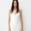 Vestido midi de encaje con lentejuelas White