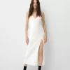 Vestido midi de encaje con lentejuelas White