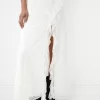 Vestido midi de encaje con tirantes Off white