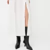 Vestido midi de encaje satinado Off white Vestido midi de encaje satinado Off white