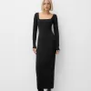 Vestido midi de manga larga Black