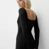 Vestido midi de manga larga Black
