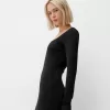 Vestido midi de manga larga Black