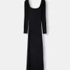 Vestido midi de manga larga Black