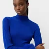 Vestido midi de manga larga con puños de pelo sintético Blue
