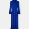 Vestido midi de manga larga con puños de pelo sintético Blue