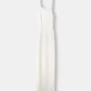Vestido midi de punto abierto con tirantes Cream