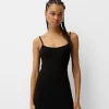 Vestido midi de punto con pedrería Black