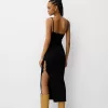 Vestido midi de punto con pedrería Black