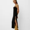 Vestido midi de punto con pedrería Black