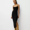 Vestido midi de punto con pedrería Black