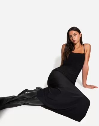 Vestido midi de tirantes Black