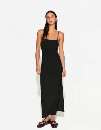 Vestido midi de tirantes Black