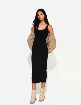 Vestido midi de tirantes Black