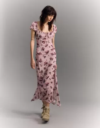 Vestido midi de tul Pink