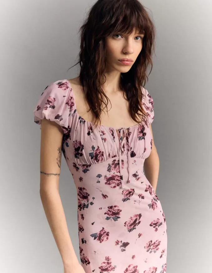Vestido midi de tul Pink