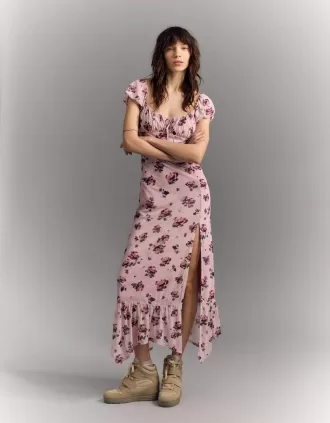 Vestido midi de tul Pink