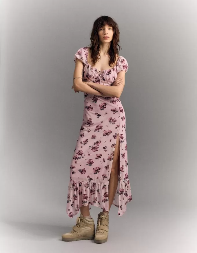 Vestido midi de tul Pink