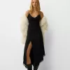 Vestido midi de tul con encaje Black