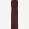 Vestido midi entallado con textura Brown