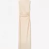 Vestido midi entallado con textura Sand