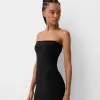 Vestido midi escote bandeau Black