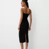 Vestido midi escote bandeau Black