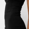 Vestido midi escote bandeau Black