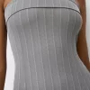 Vestido midi escote bandeau Grey