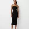 Vestido midi escote bandeau Black