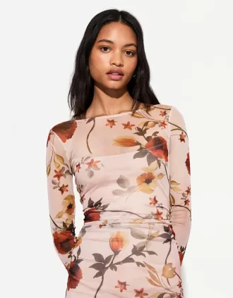 Vestido midi estampado Pink