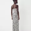 Vestido midi estampado animal Beige