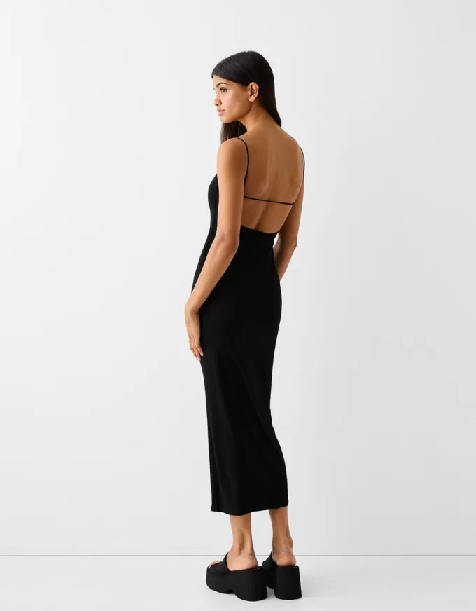 Vestido midi estampado animal Black