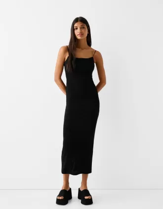 Vestido midi estampado animal Black