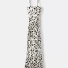 Vestido midi estampado animal Beige