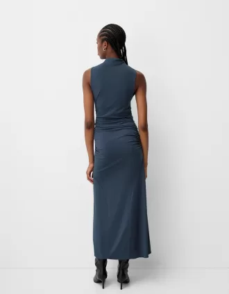 Vestido midi fruncido Dark grey