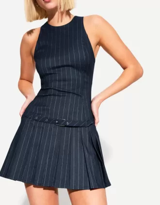 Vestido mini con cinturón Dark blue