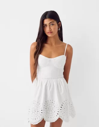Vestido mini evasé troquelado White